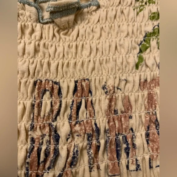 NWOT Free People Copper Tag  St. Barts Smocked Lettuce Hem Tank Top size M - Picture 3 of 5